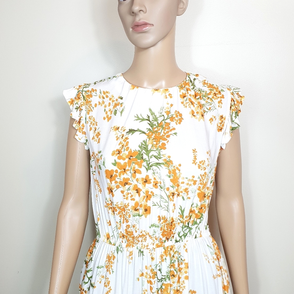 NWT Mombasa rose Floral maxi dress orange Sze L Bohomeian ruffled tiered summer - Picture 4 of 10